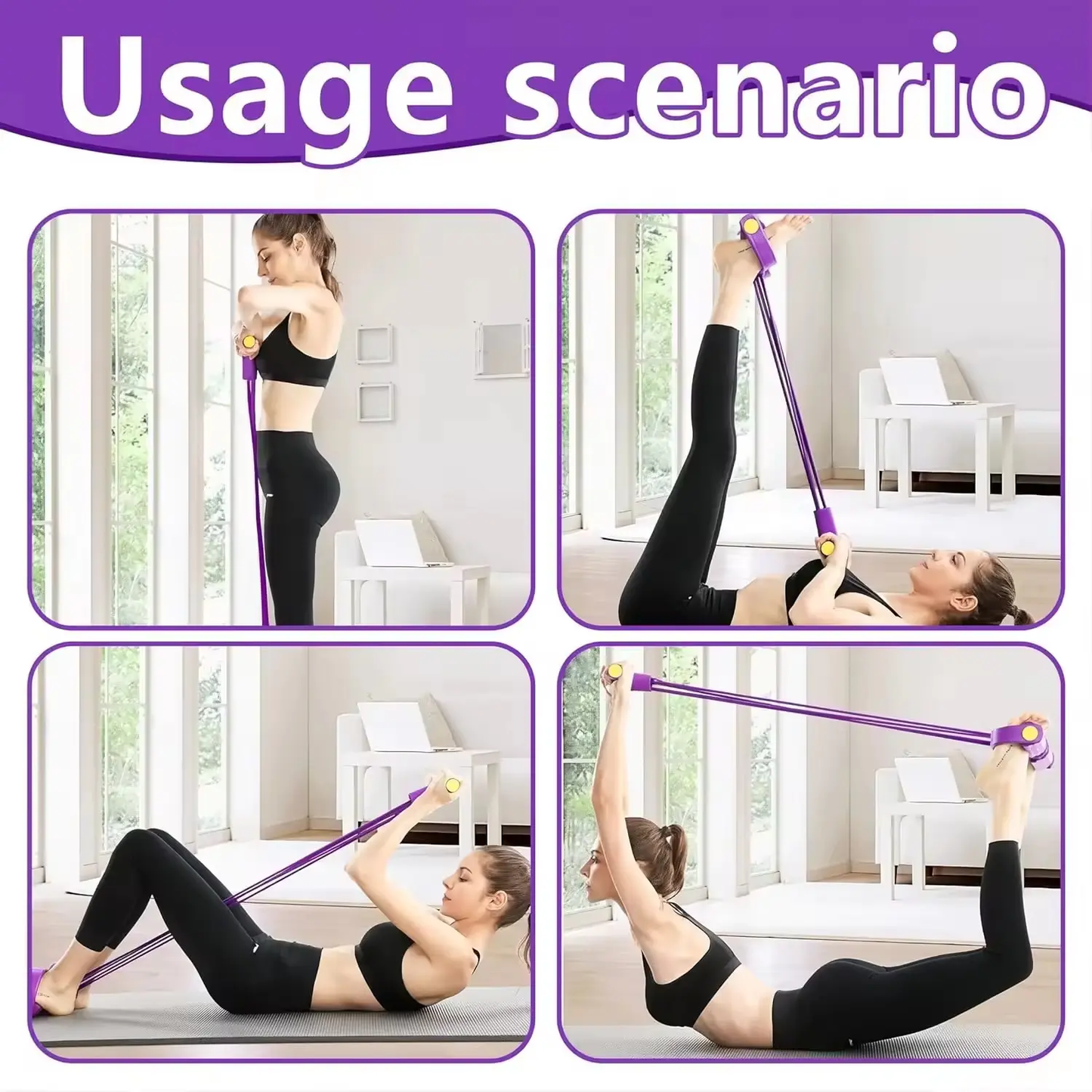 Z-ROGO Multifunction Pedal Resistance Band | Portable Foot Pedal Exerciser for Full-Body Home Workout, Stretching, Fitness Training & Abdominal Exercise | Adjustable & Durable Elastic Sport Band